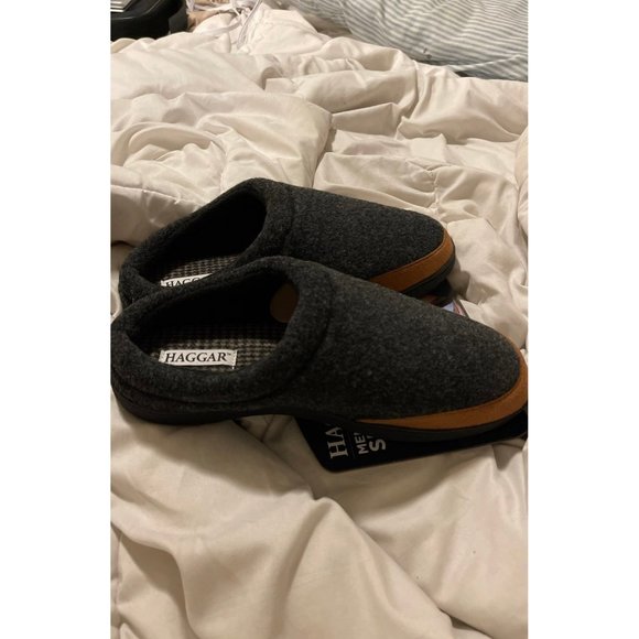 Men's Haggar Slippers Memory Foam Size Large L 9.5 - 10.5 NWT New Gray - Picture 2 of 4